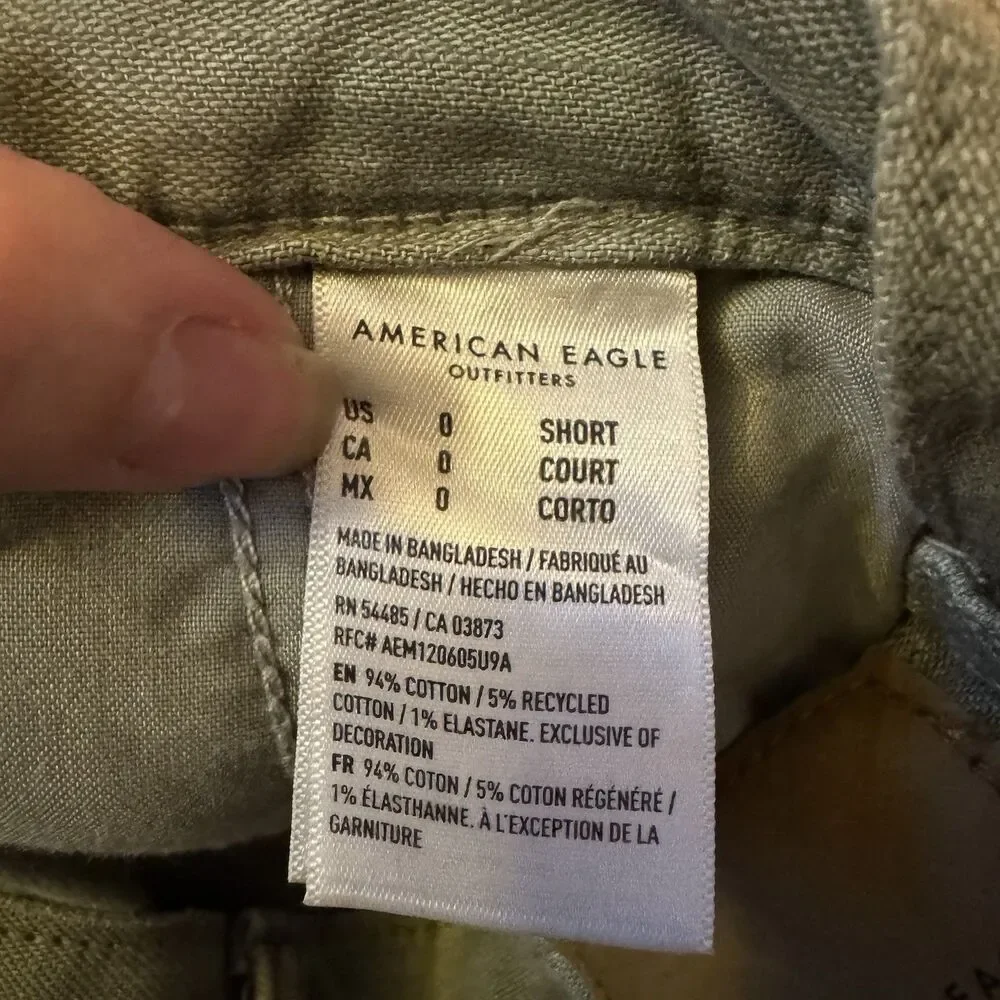 American Eagle Carpenter Patchwork‎ Stretch Utility Pants Womens Size 0 Green